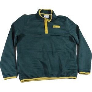 Ducks Unlimited Fleece Pullover Men Large Green Ribbed Snap T Neck Jacket VTG